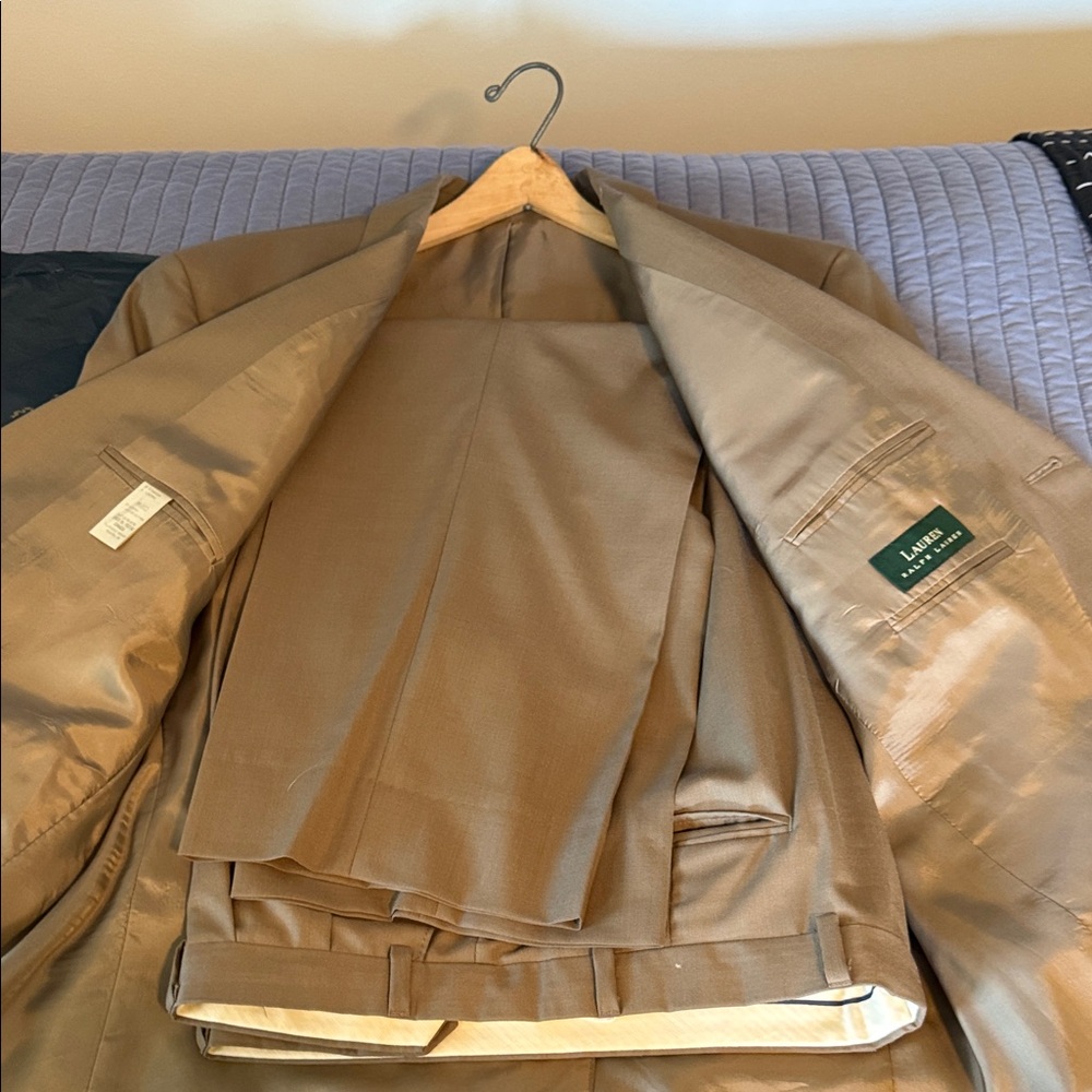 Ralph Lauren , Lauren Tan Suit jacket 40 short pants 38